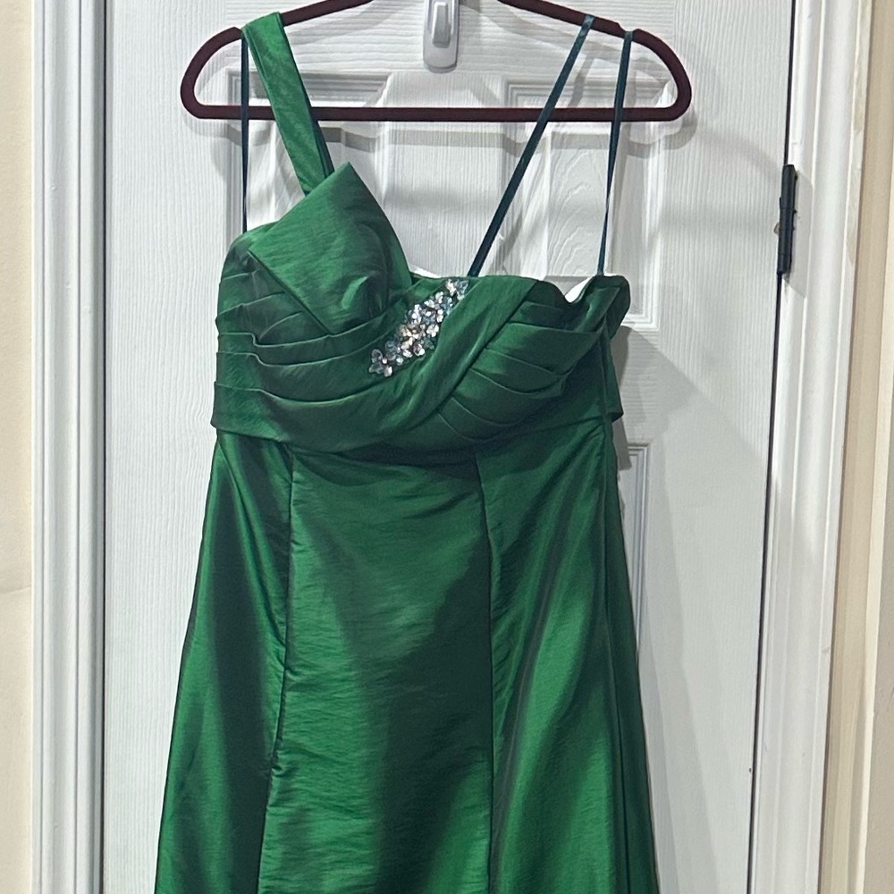 Vintage Y2K Emerald Green Evening Prom Wedding Dress with jacket size 14
